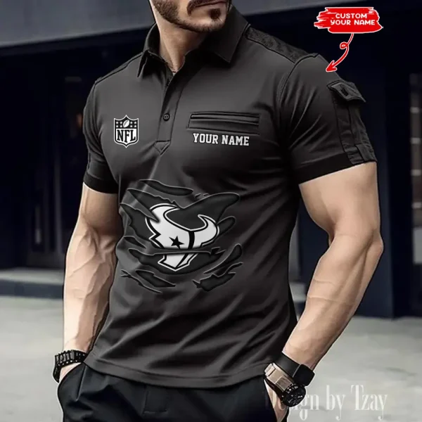 Houston Texans NFL NewFashion Men Polo Short Sleeve Shirt SPTMSPLS045 - Image 5