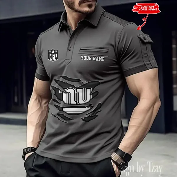 New York Giants NFL NewFashion Men Polo Short Sleeve Shirt SPTMSPLS056 - Image 5
