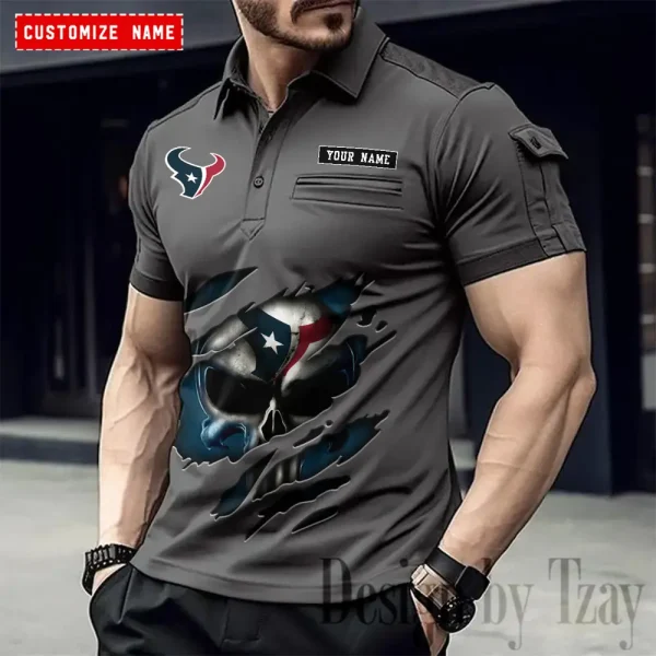 Houston Texans NFL NewFashion Men Polo Short Sleeve Shirt SPTMSPLS080