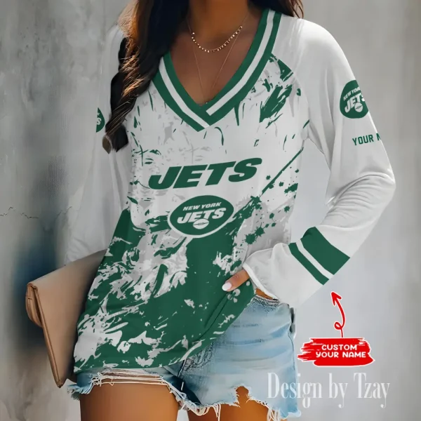 New York Jets NFL NFL Long Sleeve V-Neck Sweatshirts New 2025 ANZVPS226