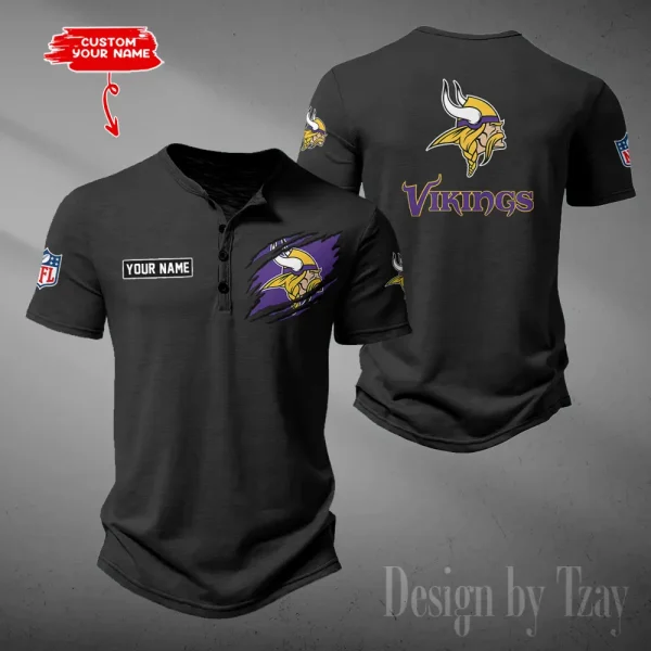 Minnesota Vikings Men's Button Designer T-Shirts New Fashion 2025 ANZMBHCTS056 - Image 5