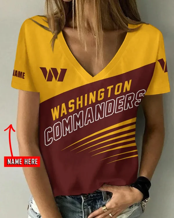 Washington Commanders Favorite V-Neck T-Shirt for Women Style 2025 ANZ-AGCWTS886