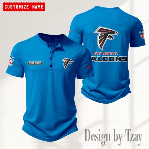 Atlanta Falcons Men’s Button Designer T-Shirts New Fashion 2025 ANZMBHCTS002 - Image 2