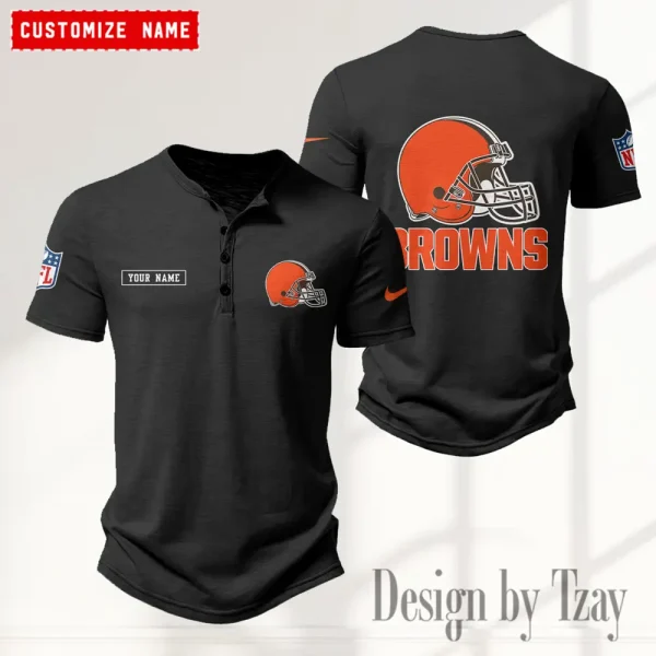 Cleveland Browns Men’s Button Designer T-Shirts New Fashion 2025 ANZMBHCTS008 - Image 2