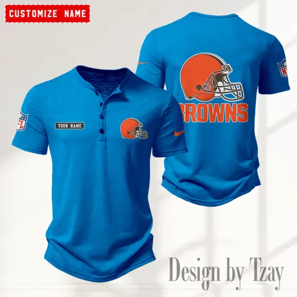 Cleveland Browns Men’s Button Designer T-Shirts New Fashion 2025 ANZMBHCTS008 - Image 3
