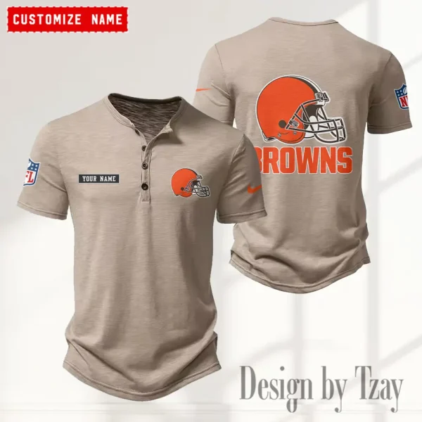 Cleveland Browns Men’s Button Designer T-Shirts New Fashion 2025 ANZMBHCTS008 - Image 4