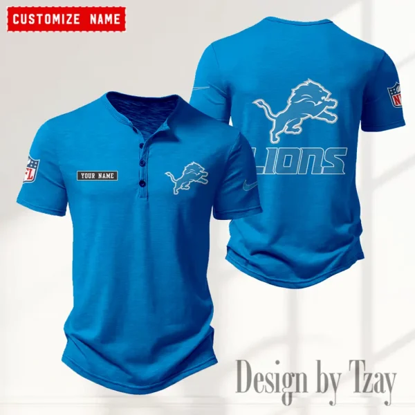 Detroit Lions Men’s Button Designer T-Shirts New Fashion 2025 ANZMBHCTS011