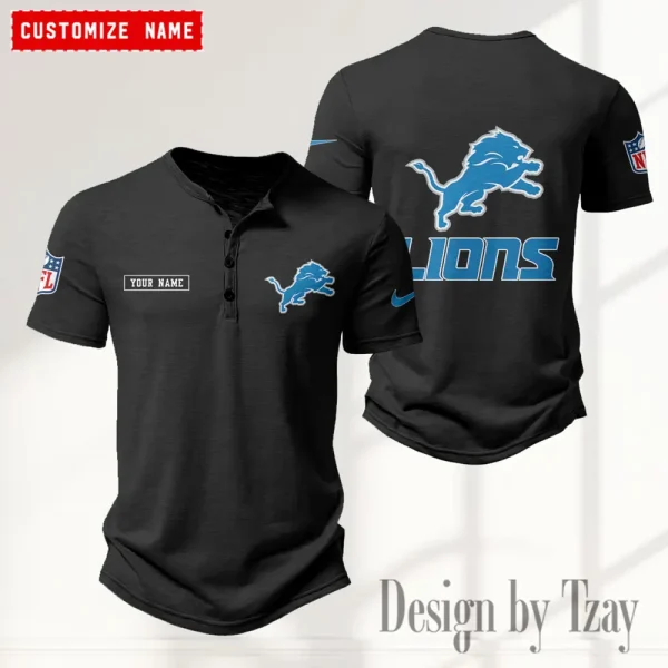 Detroit Lions Men’s Button Designer T-Shirts New Fashion 2025 ANZMBHCTS011 - Image 2