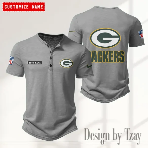 Green Bay Packers Men’s Button Designer T-Shirts New Fashion 2025 ANZMBHCTS012 - Image 2