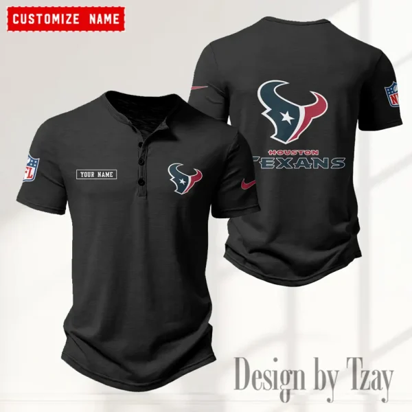 Houston Texans Men’s Button Designer T-Shirts New Fashion 2025 ANZMBHCTS013 - Image 2