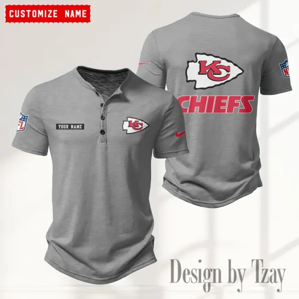 Kansas City Chiefs Men’s Button Designer T-Shirts New Fashion 2025 ANZMBHCTS016 - Image 3