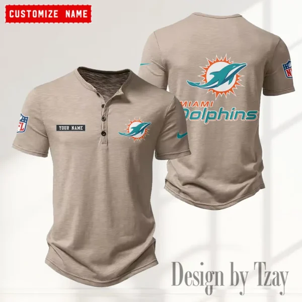 Miami Dolphins Men’s Button Designer T-Shirts New Fashion 2025 ANZMBHCTS020 - Image 2