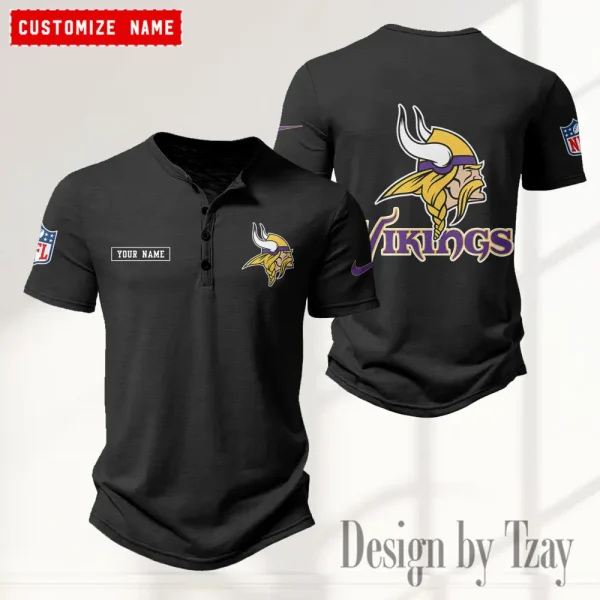 Minnesota Vikings Men’s Button Designer T-Shirts New Fashion 2025 ANZMBHCTS021 - Image 2