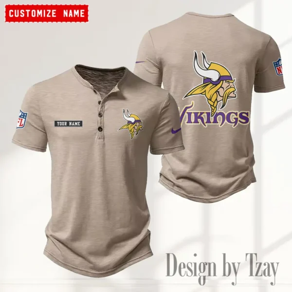 Minnesota Vikings Men’s Button Designer T-Shirts New Fashion 2025 ANZMBHCTS021 - Image 3