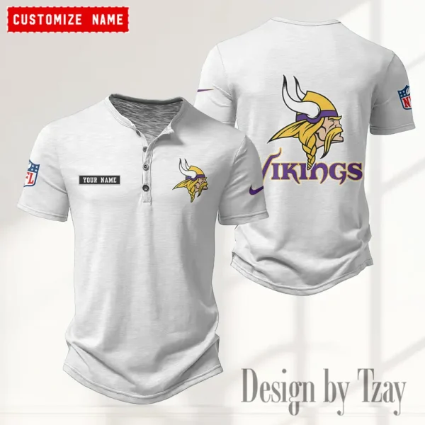 Minnesota Vikings Men’s Button Designer T-Shirts New Fashion 2025 ANZMBHCTS021 - Image 4