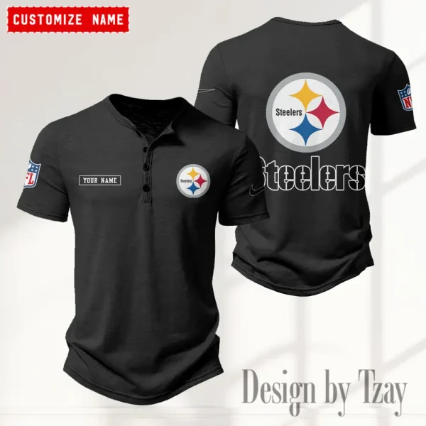 Pittsburgh Steelers Men’s Button Designer T-Shirts New Fashion 2025 ANZMBHCTS027 - Image 2
