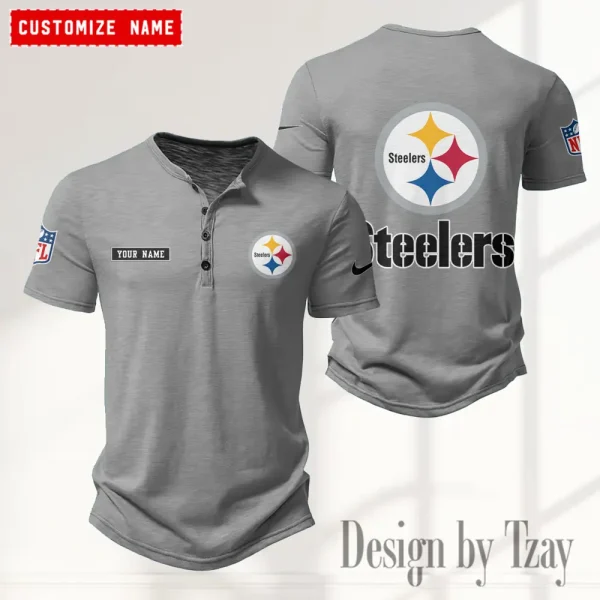 Pittsburgh Steelers Men’s Button Designer T-Shirts New Fashion 2025 ANZMBHCTS027 - Image 3