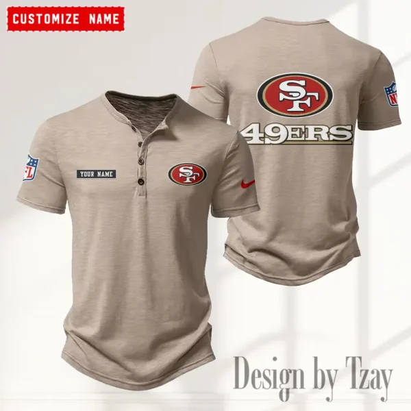 San Francisco 49ers Men’s Button Designer T-Shirts New Fashion 2025 ANZMBHCTS028 - Image 2
