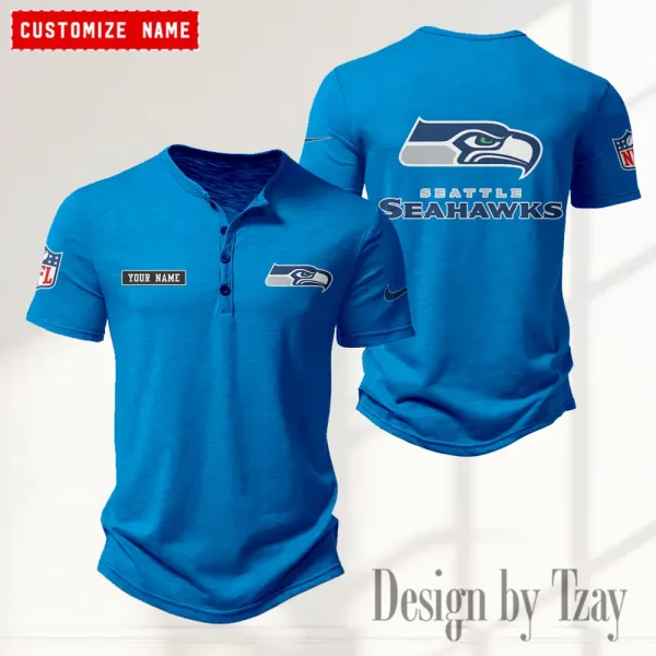 Seattle Seahawks Men’s Button Designer T-Shirts New Fashion 2025 ANZMBHCTS029 - Image 5