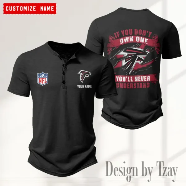 Atlanta Falcons Men’s Button Designer T-Shirts New Fashion 2025 ANZMBHCTS066 - Image 2