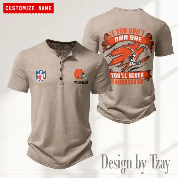 Cleveland Browns Men’s Button Designer T-Shirts New Fashion 2025 ANZMBHCTS072 - Image 2