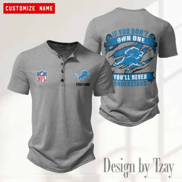 Detroit Lions Men’s Button Designer T-Shirts New Fashion 2025 ANZMBHCTS075 - Image 2