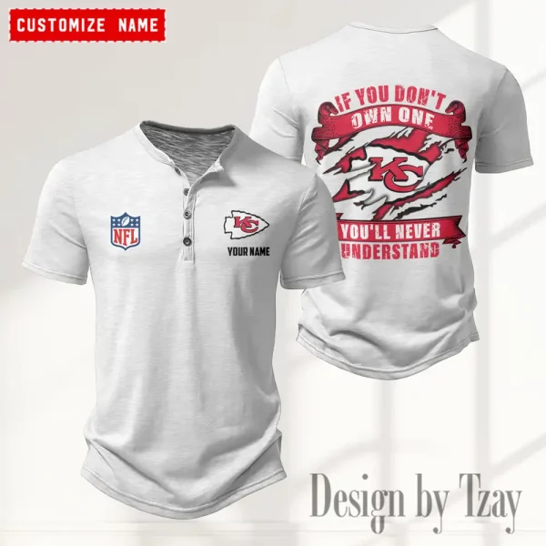 Kansas City Chiefs Men’s Button Designer T-Shirts New Fashion 2025 ANZMBHCTS080 - Image 3