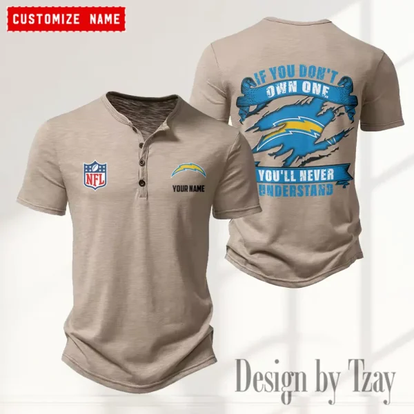 Los Angeles Chargers Men’s Button Designer T-Shirts New Fashion 2025 ANZMBHCTS082 - Image 2