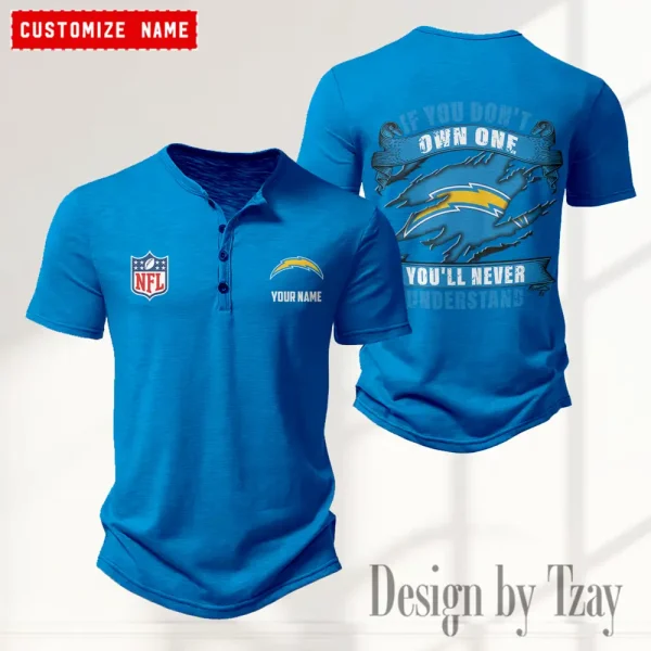 Los Angeles Chargers Men’s Button Designer T-Shirts New Fashion 2025 ANZMBHCTS082