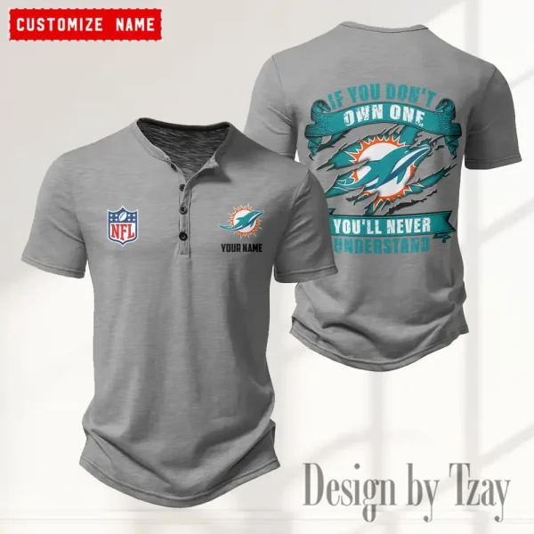 Miami Dolphins Men’s Button Designer T-Shirts New Fashion 2025 ANZMBHCTS084 - Image 2