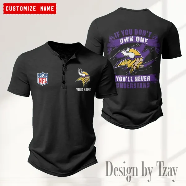 Minnesota Vikings Men’s Button Designer T-Shirts New Fashion 2025 ANZMBHCTS085