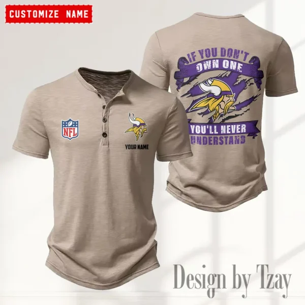 Minnesota Vikings Men’s Button Designer T-Shirts New Fashion 2025 ANZMBHCTS085 - Image 2