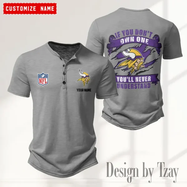 Minnesota Vikings Men’s Button Designer T-Shirts New Fashion 2025 ANZMBHCTS085 - Image 4