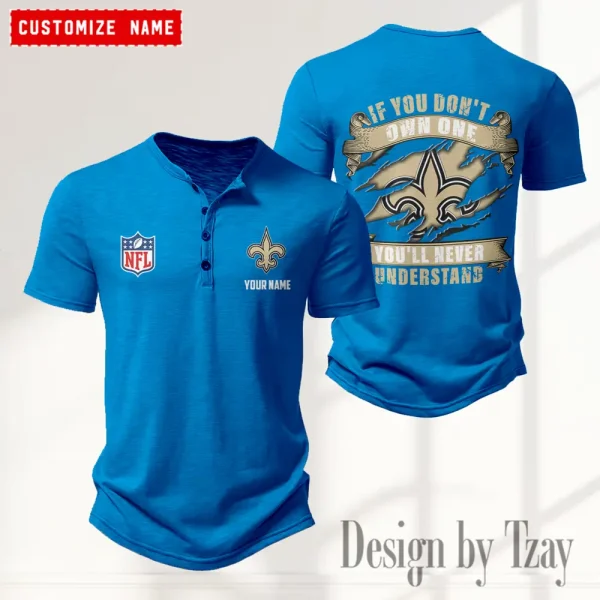 New Orleans Saints Men’s Button Designer T-Shirts New Fashion 2025 ANZMBHCTS087 - Image 2