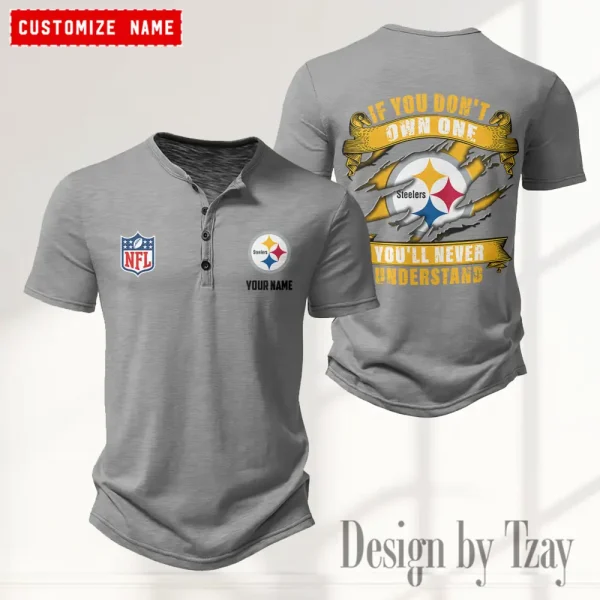 Pittsburgh Steelers Men’s Button Designer T-Shirts New Fashion 2025 ANZMBHCTS091 - Image 2