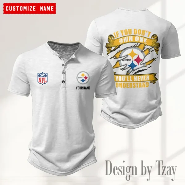 Pittsburgh Steelers Men’s Button Designer T-Shirts New Fashion 2025 ANZMBHCTS091 - Image 3
