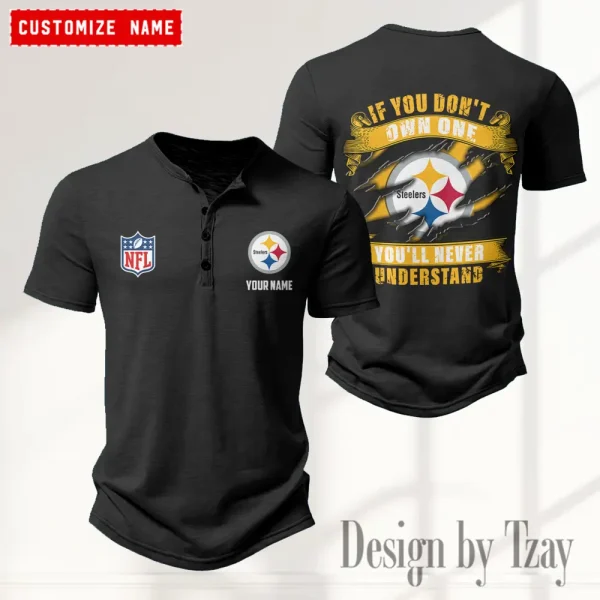 Pittsburgh Steelers Men’s Button Designer T-Shirts New Fashion 2025 ANZMBHCTS091 - Image 5