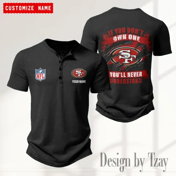 San Francisco 49ers Men’s Button Designer T-Shirts New Fashion 2025 ANZMBHCTS092