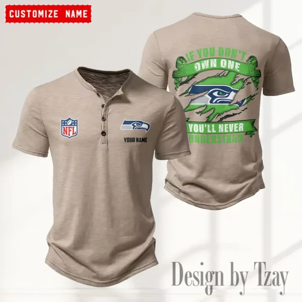 Seattle Seahawks Men’s Button Designer T-Shirts New Fashion 2025 ANZMBHCTS093
