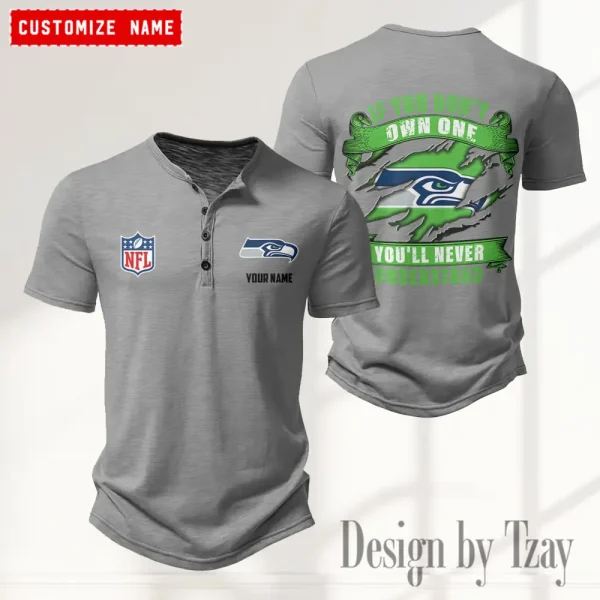 Seattle Seahawks Men’s Button Designer T-Shirts New Fashion 2025 ANZMBHCTS093 - Image 3