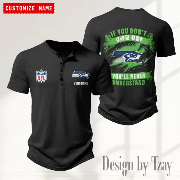 Seattle Seahawks Men’s Button Designer T-Shirts New Fashion 2025 ANZMBHCTS093 - Image 5