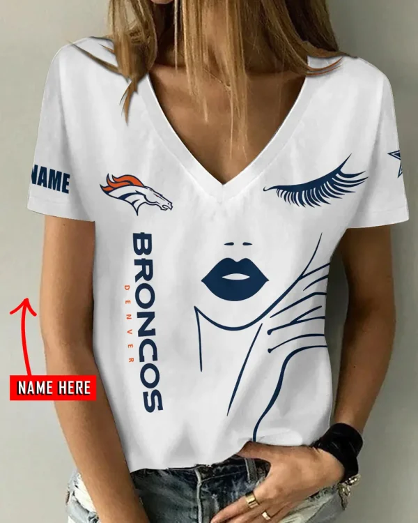 Denver Broncos Favorite V-Neck T-Shirt for Women Style 2025 ANZ-AGCWTS1041