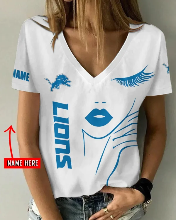 Detroit Lions Favorite V-Neck T-Shirt for Women Style 2025 ANZ-AGCWTS1042