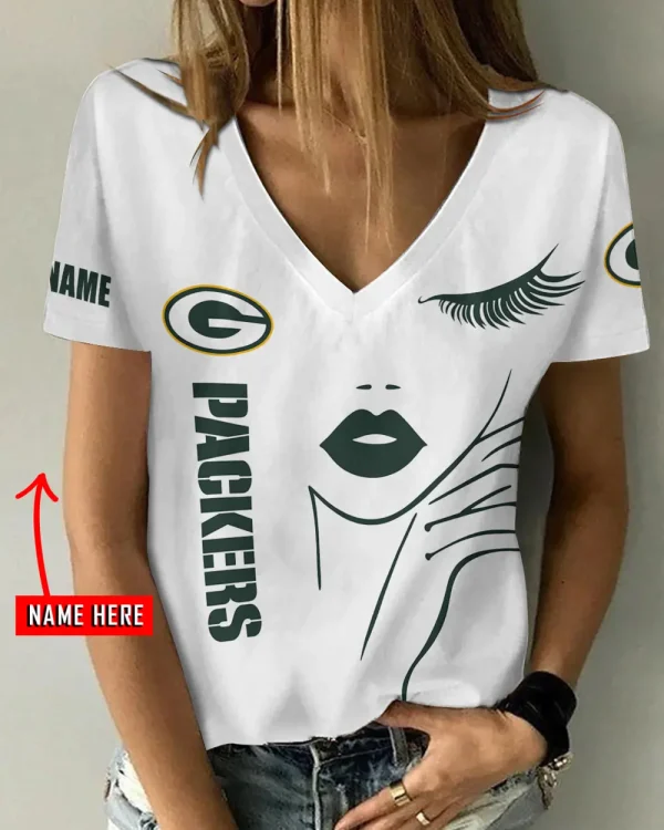 Green Bay Packers Favorite V-Neck T-Shirt for Women Style 2025 ANZ-AGCWTS1043