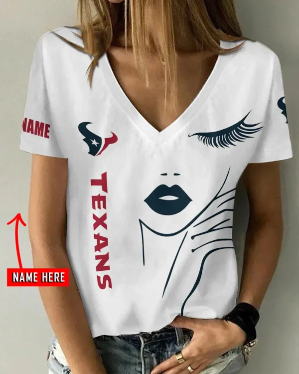 Houston Texans Favorite V-Neck T-Shirt for Women Style 2025 ANZ-AGCWTS1044