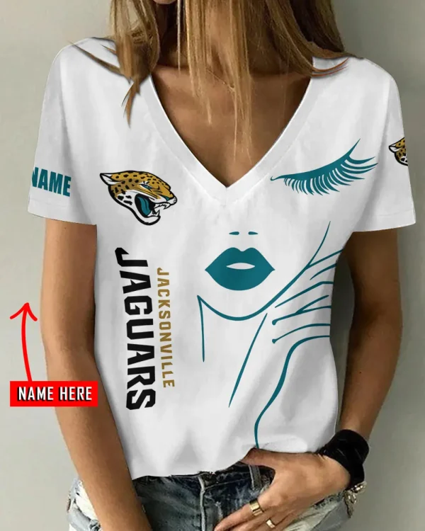 Jacksonville Jaguars Favorite V-Neck T-Shirt for Women Style 2025 ANZ-AGCWTS1046