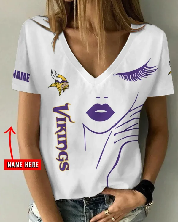 Minnesota Vikings Favorite V-Neck T-Shirt for Women Style 2025 ANZ-AGCWTS1052
