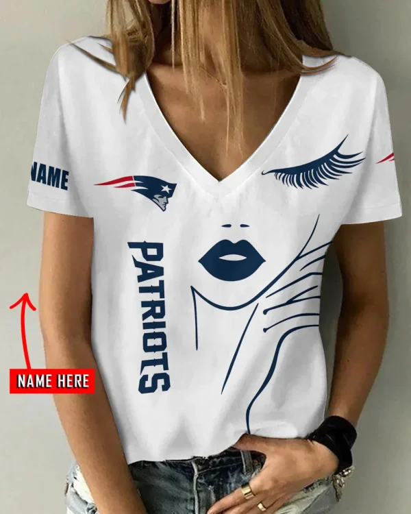 New England Patriots Favorite V-Neck T-Shirt for Women Style 2025 ANZ-AGCWTS1053
