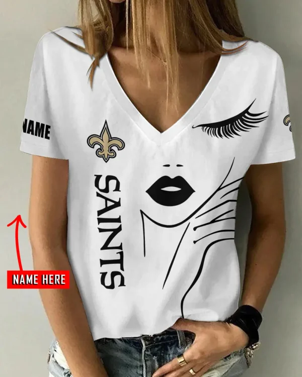 New Orleans Saints Favorite V-Neck T-Shirt for Women Style 2025 ANZ-AGCWTS1054