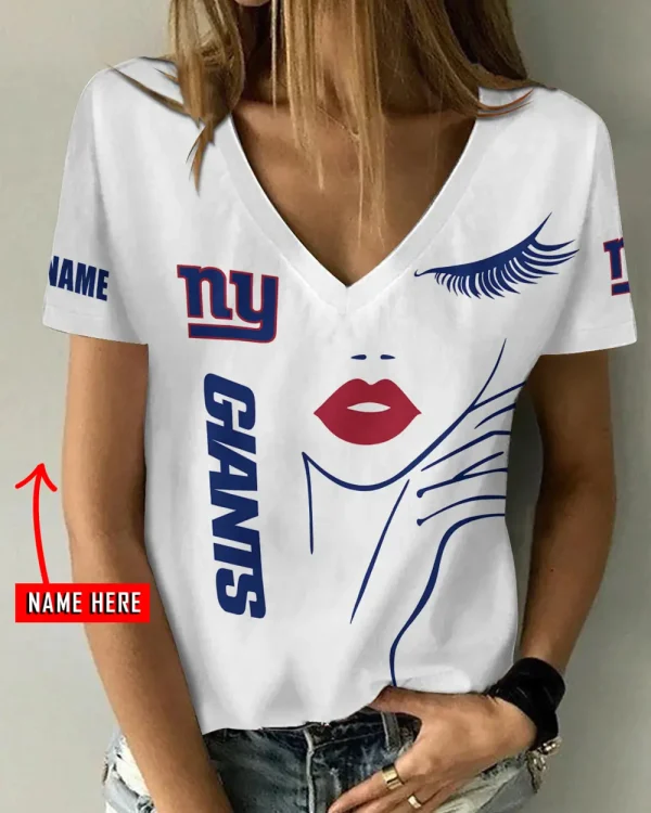 New York Giants Favorite V-Neck T-Shirt for Women Style 2025 ANZ-AGCWTS1055